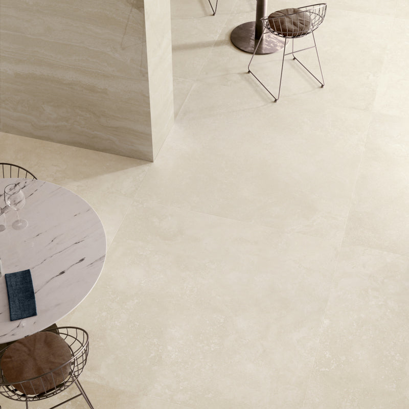 Tivoli Navona Ivory Matt 120 x 60cm Wall & Floor Tile in a room setting
