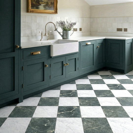 Verde And Carrara Chequer Matt 30 x 30cm Wall & Floor Tile - alternate view