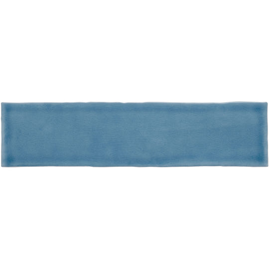 A rectangular blue ceramic large brick tile with a subtle textured surface in teal color