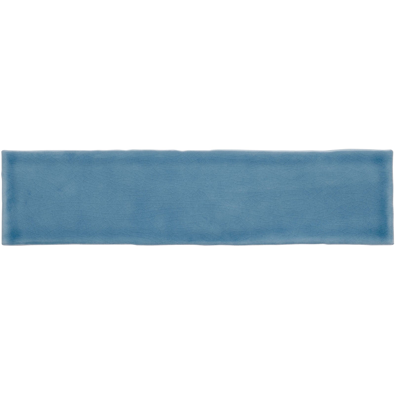 A rectangular blue ceramic large brick tile with a subtle textured surface in teal color