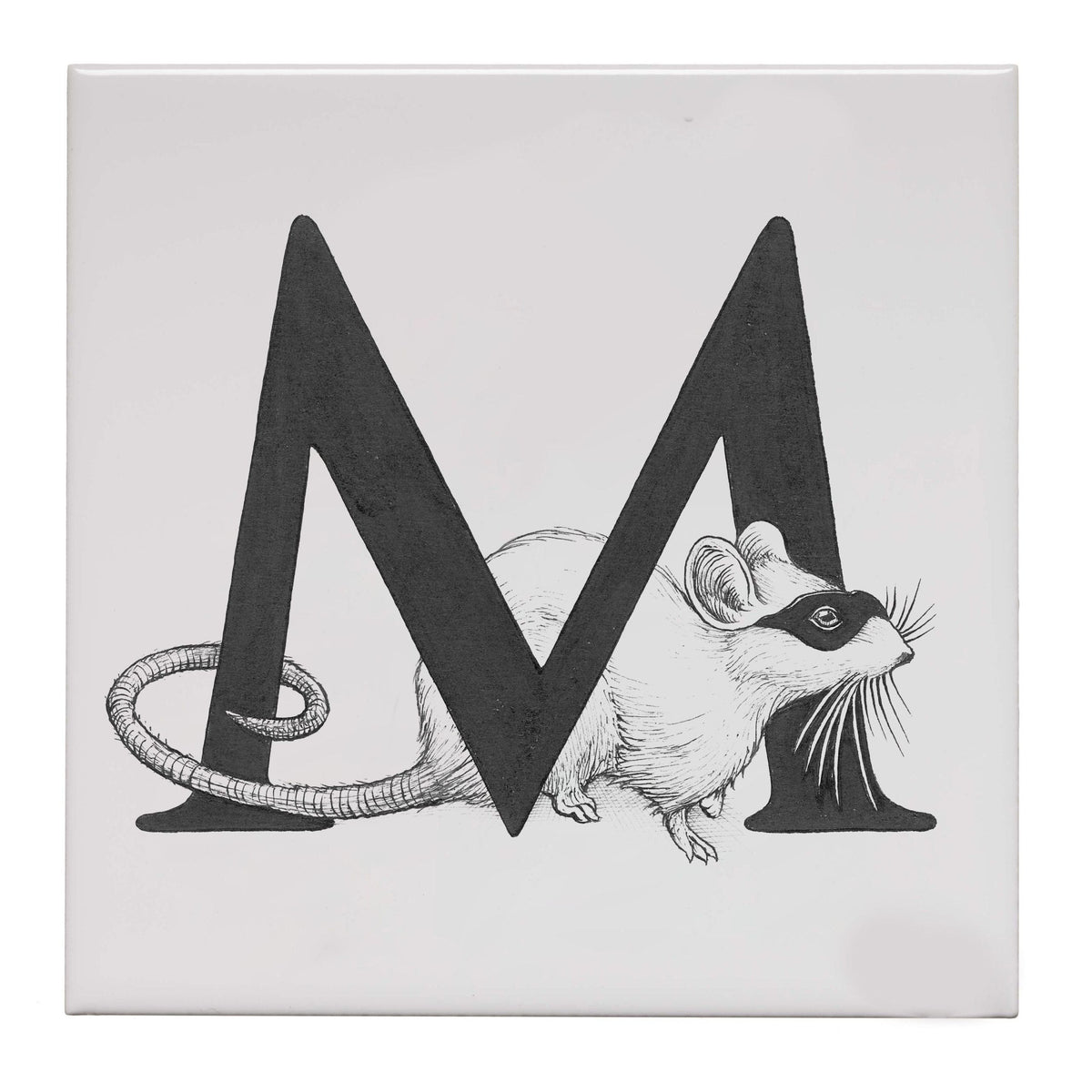 Rory Dobner White Masked Mousie Tile - Ceramic