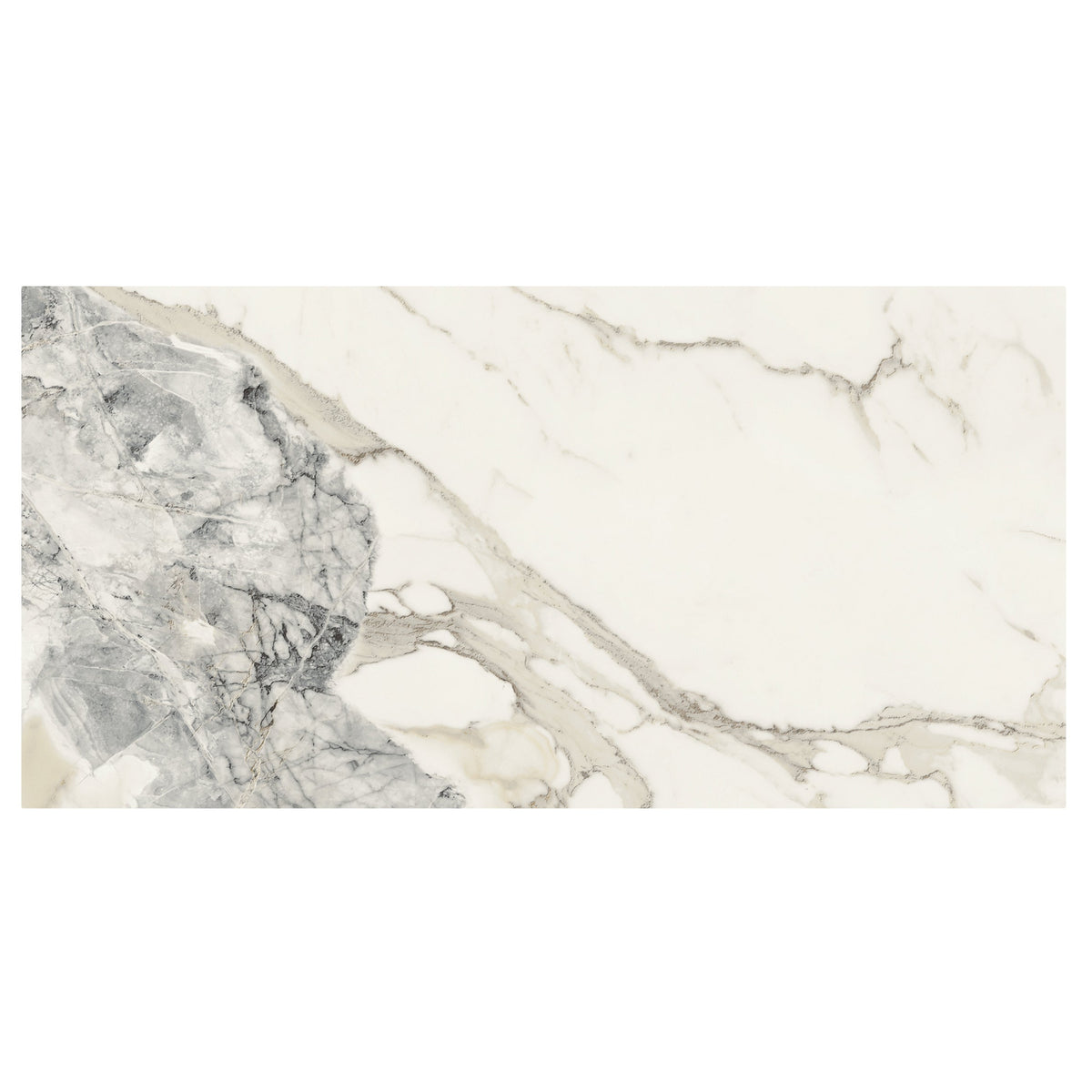 Milos alabaster marble effect tile 60 x 120cm with sleek white marble and elegant gray veining with subtle beige accents