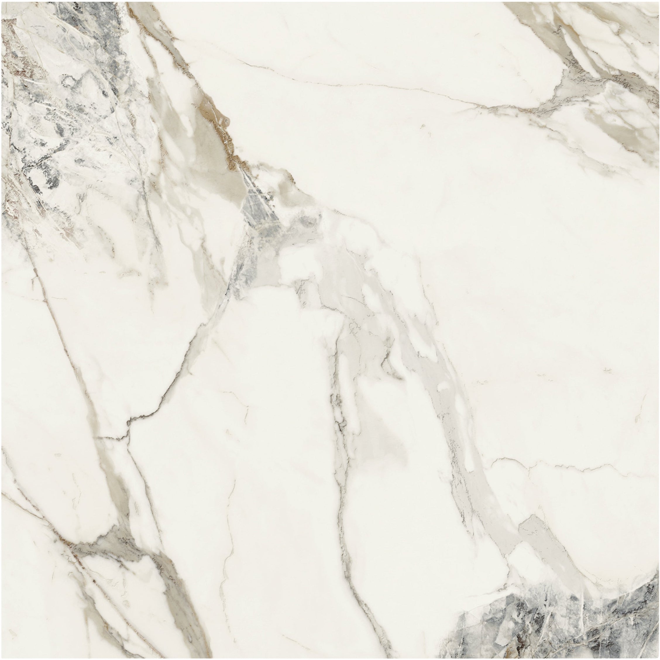 Milos alabaster marble effect tile 80 x 80cm white marble with subtle gray veining and polished reflective surface