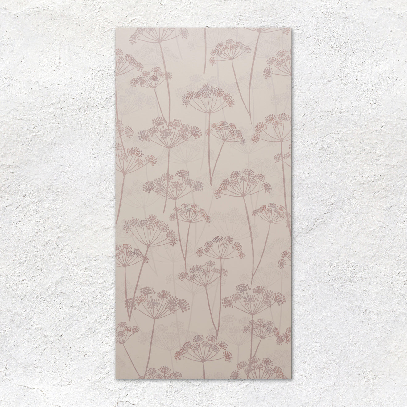 A rectangular beige meadow hedgerow tile 60x30cm with subtle grayish-brown wildflower cluster pattern