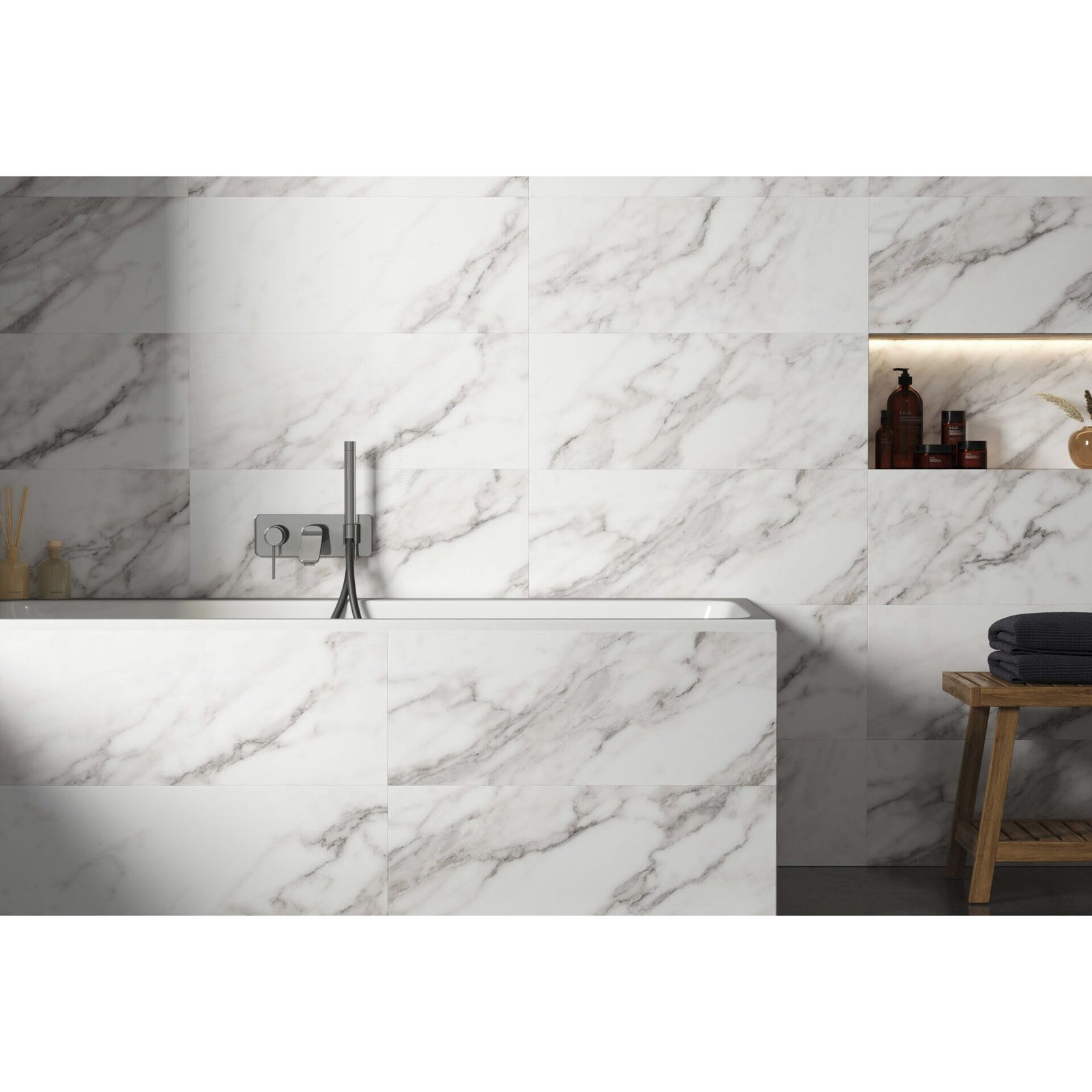 Magnus Calacatta White 30 x 75cm Ceramic Wall Tile – detail view 3