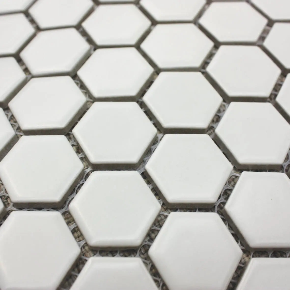 Shapes Hexagon Matt White 26 x 30cm porcelain mosaic close-up