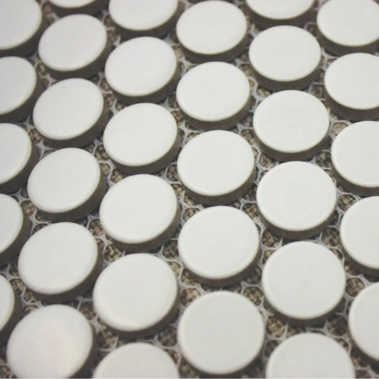 Shapes Penny Round Matt White 31 x 29cm Ceramic Mosaic Tile - alternate view