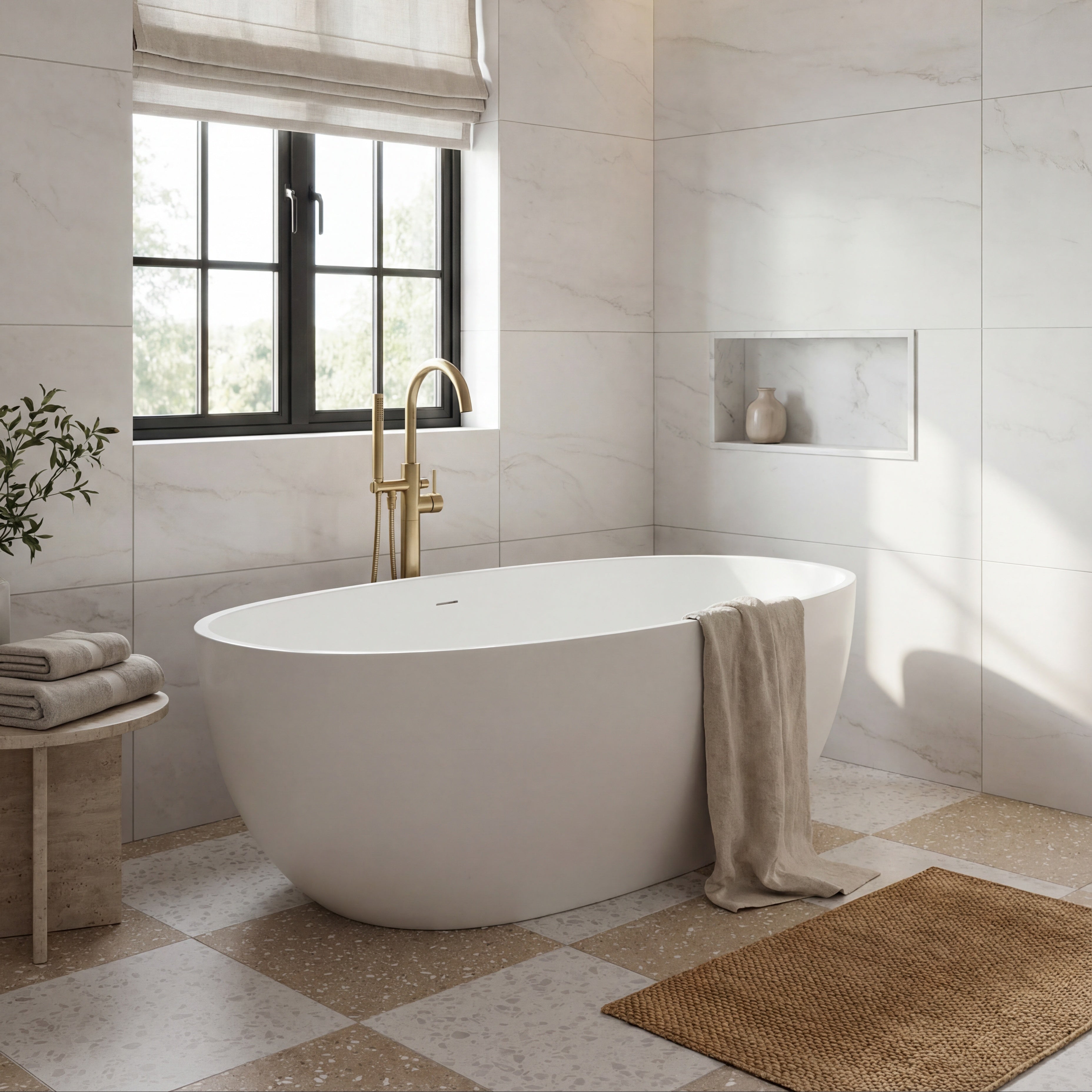 Rialto Porcelain Blanc & Taupe Wall & Floor Tile 60x60cm