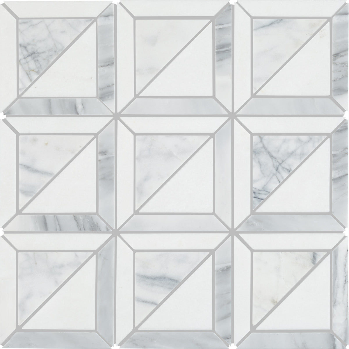 Ottimo quad mosaic white and gray marble mosaic tile with geometric diamond pattern for wall or floor use