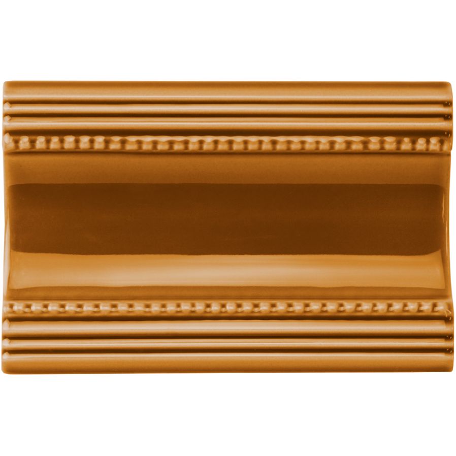 Ochre Plain Cornice Ceramic Wall Tile 152x75mm - Gloss - Yellow & Gold