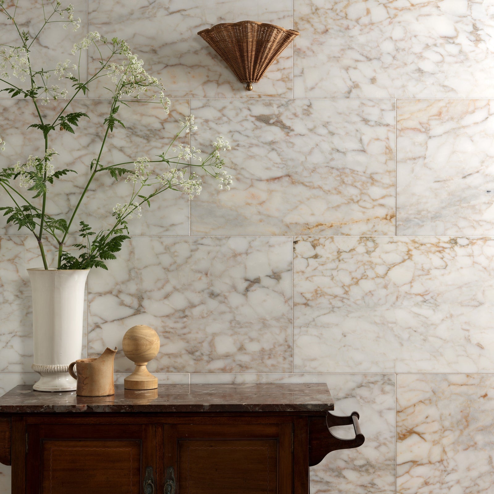 Ottoman Marble Honed Wall & Floor Tile 40.6x61cm in a bathroom setting