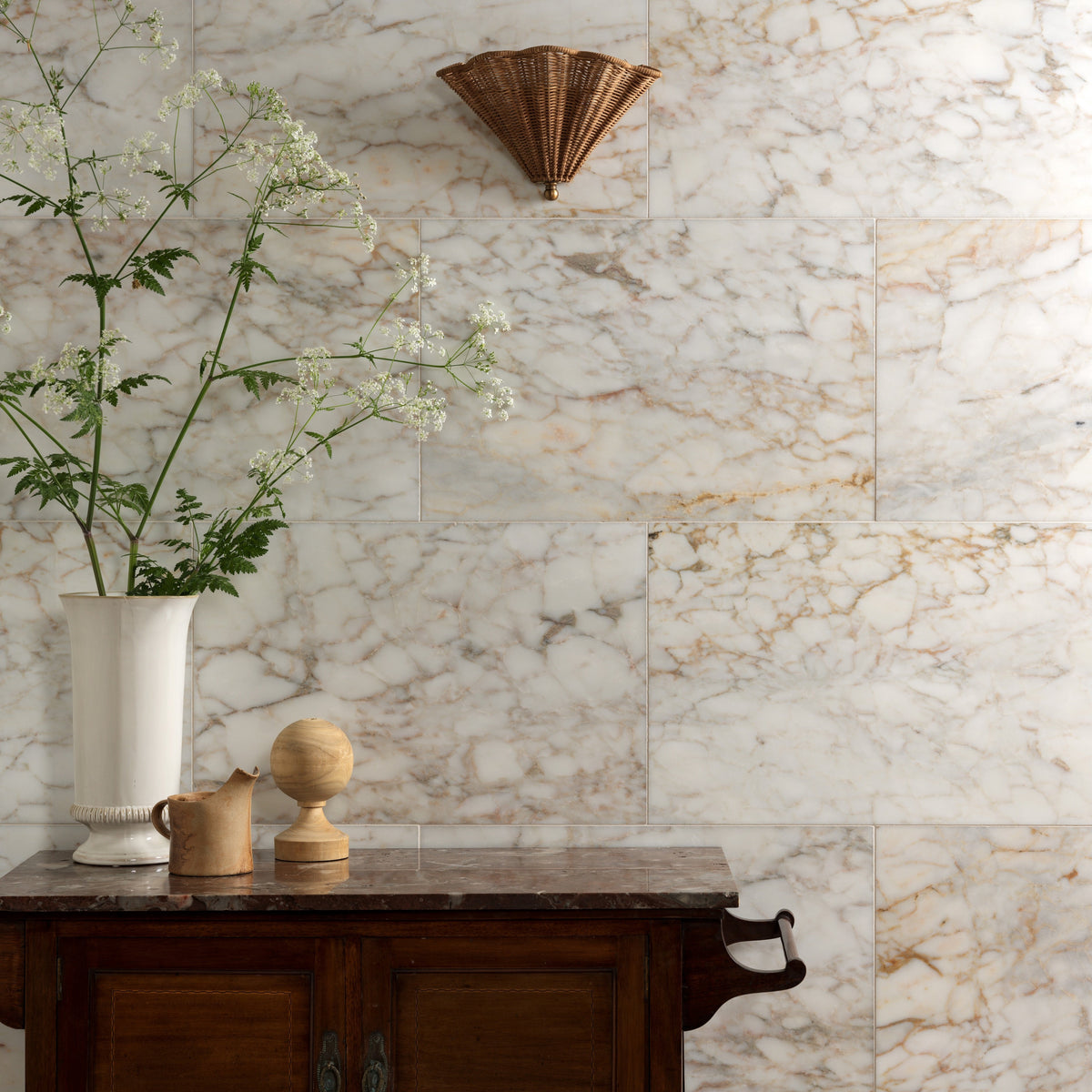 Ottoman marble honed white marble tiles with subtle beige and gray veining for elegant interior flooring and walls
