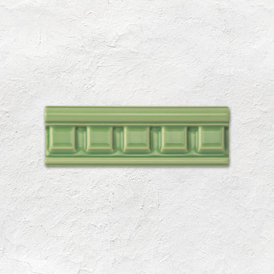 Palm Green Dentil Moulding Ceramic Wall Tile 152x50mm - Gloss