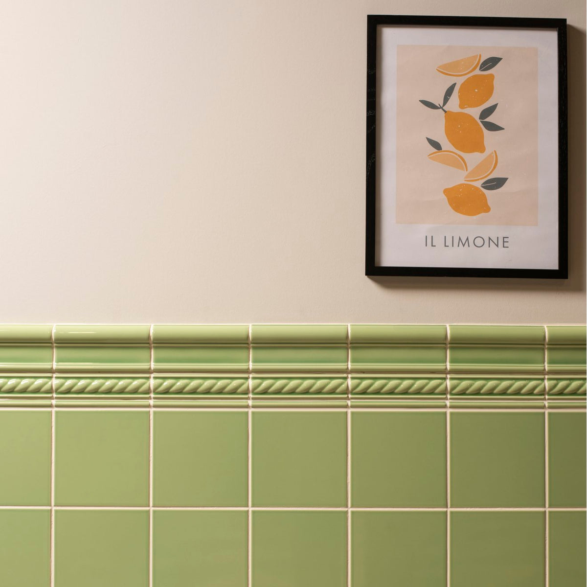 Palm Green Rope Moulding Ceramic Wall Tile 152x40mm - Gloss