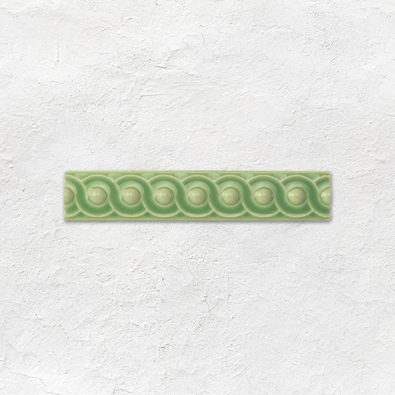 Palm Green Scroll Moulding Ceramic Wall Tile 152x29mm