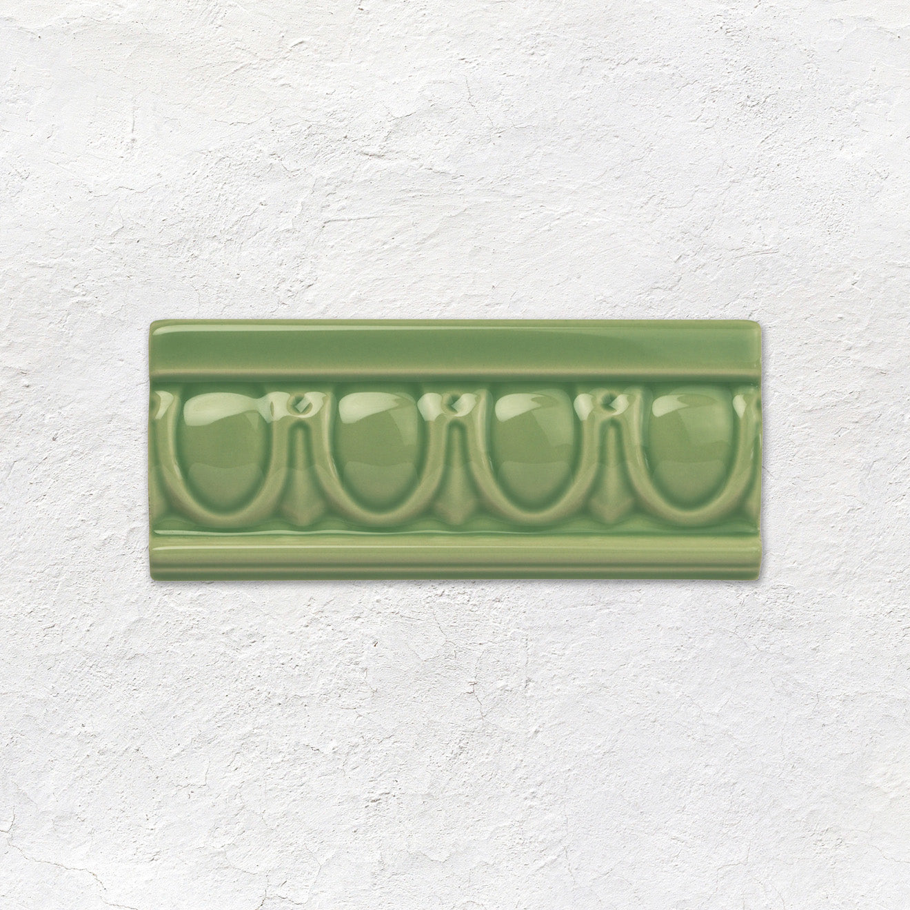 Pavilion Green Egg & Dart Moulding Ceramic Wall Tile 152x65mm