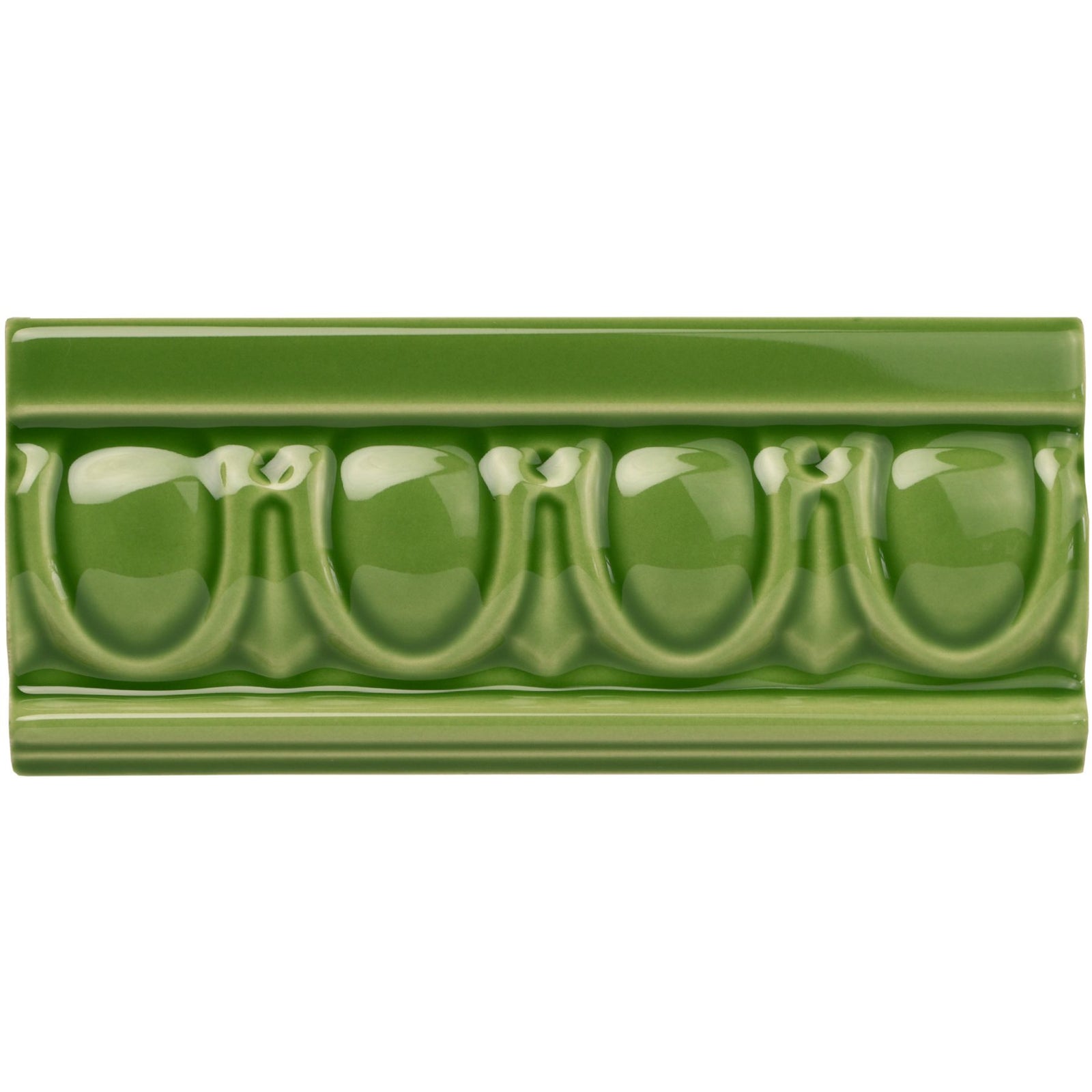 Pavilion Green Egg & Dart Moulding Ceramic Wall Tile 152x65mm