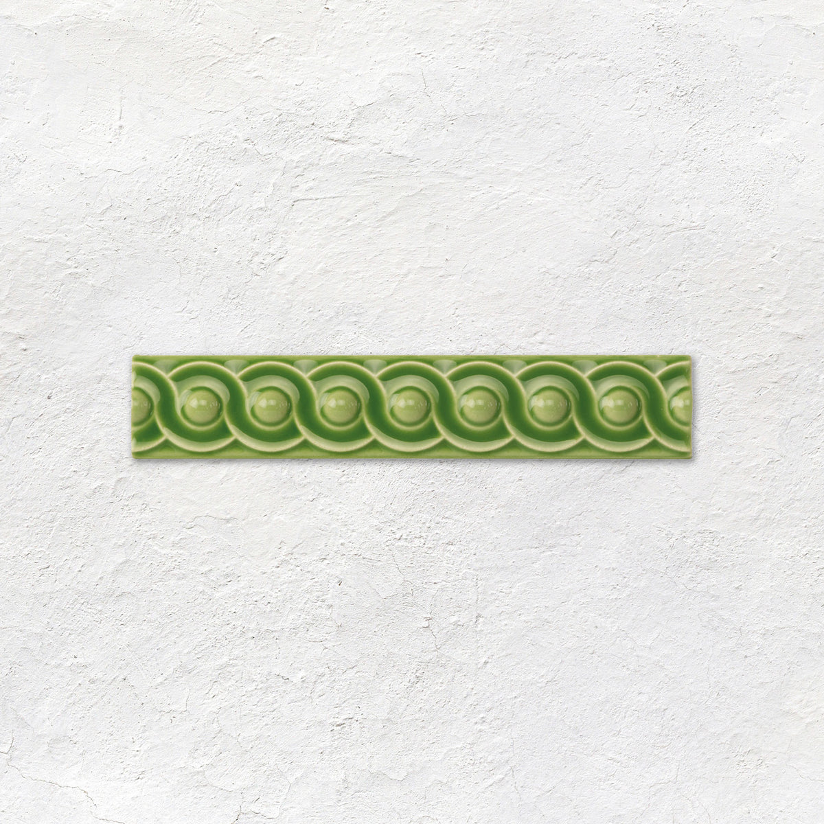Pavilion Green Scroll Moulding Ceramic Wall Tile 152x29mm - Gloss