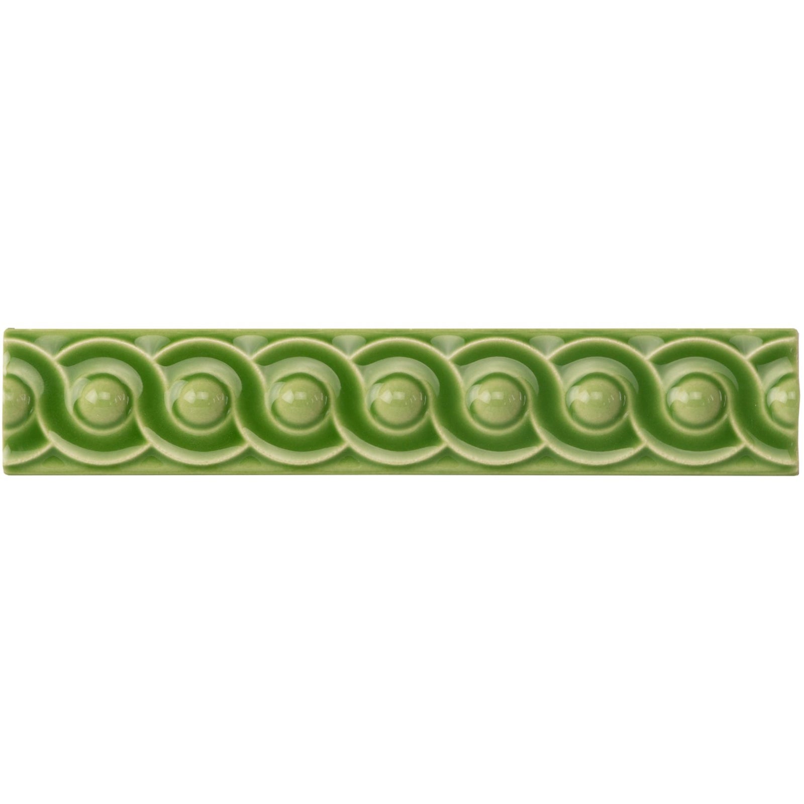 Pavilion Green Scroll Moulding Ceramic Wall Tile 152x29mm