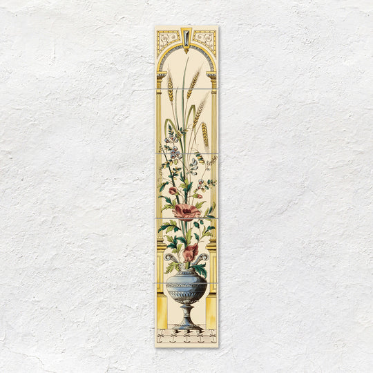 Poppy And Wheatsheaf 5-Tile Set On County White
