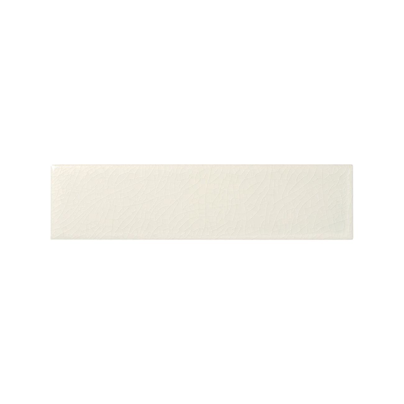 Retro Metro South Kensington 5 x 20cm warm white crackle-glaze ceramic metro wall tile