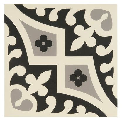 Romanesque Light Grey and Black on White - Hyperion Tiles