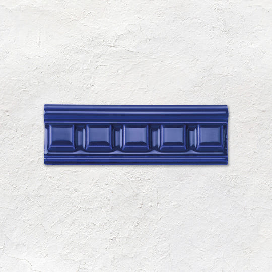 Royal Blue Dentil Moulding Ceramic Wall Tile 152x50mm - Gloss