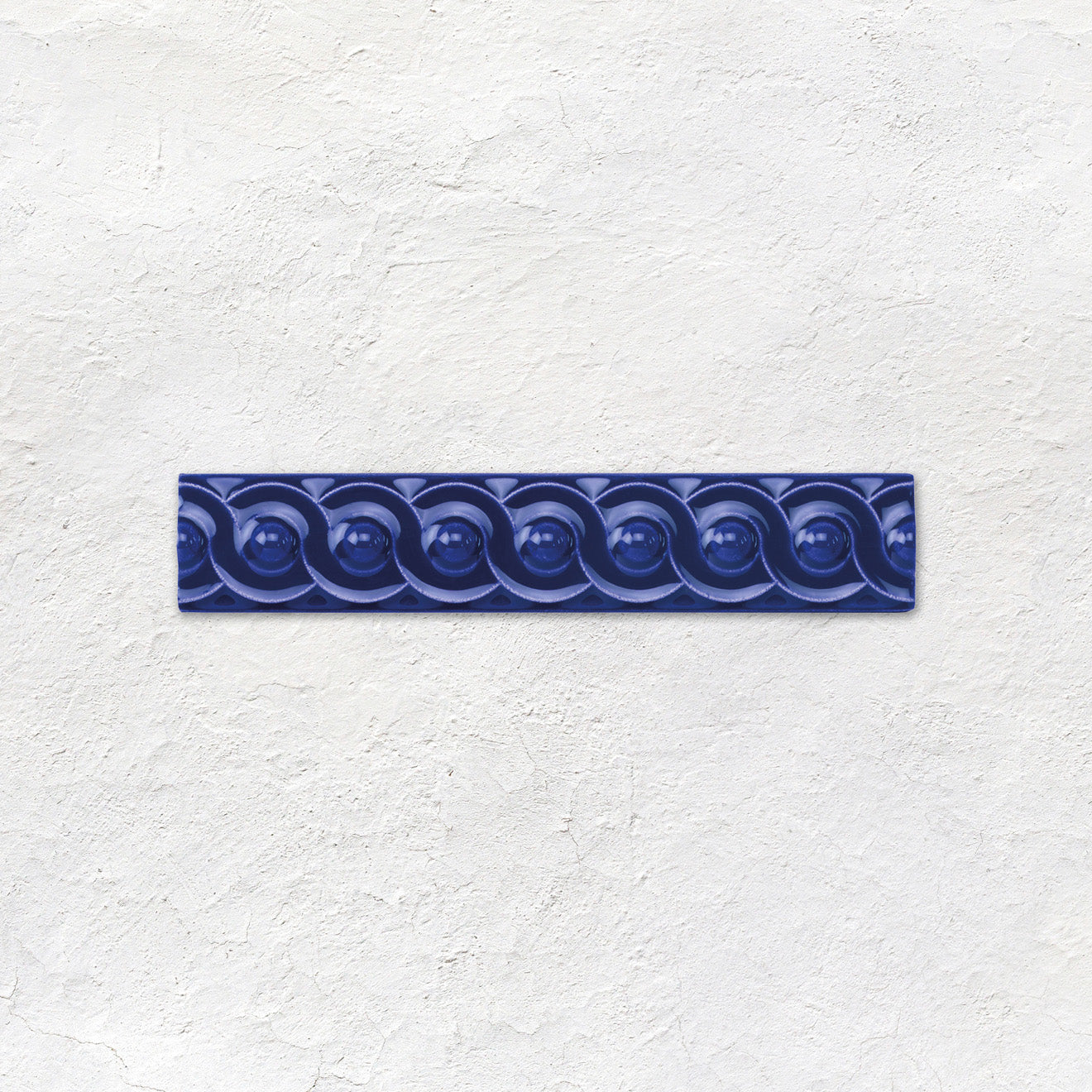 Royal Blue Scroll Moulding Ceramic Wall Tile 152x29mm