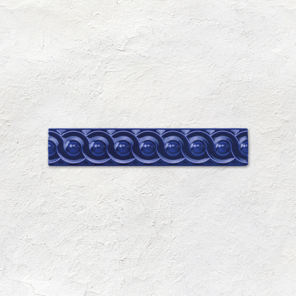 Royal Blue Scroll Moulding Ceramic Wall Tile 152x29mm - Gloss
