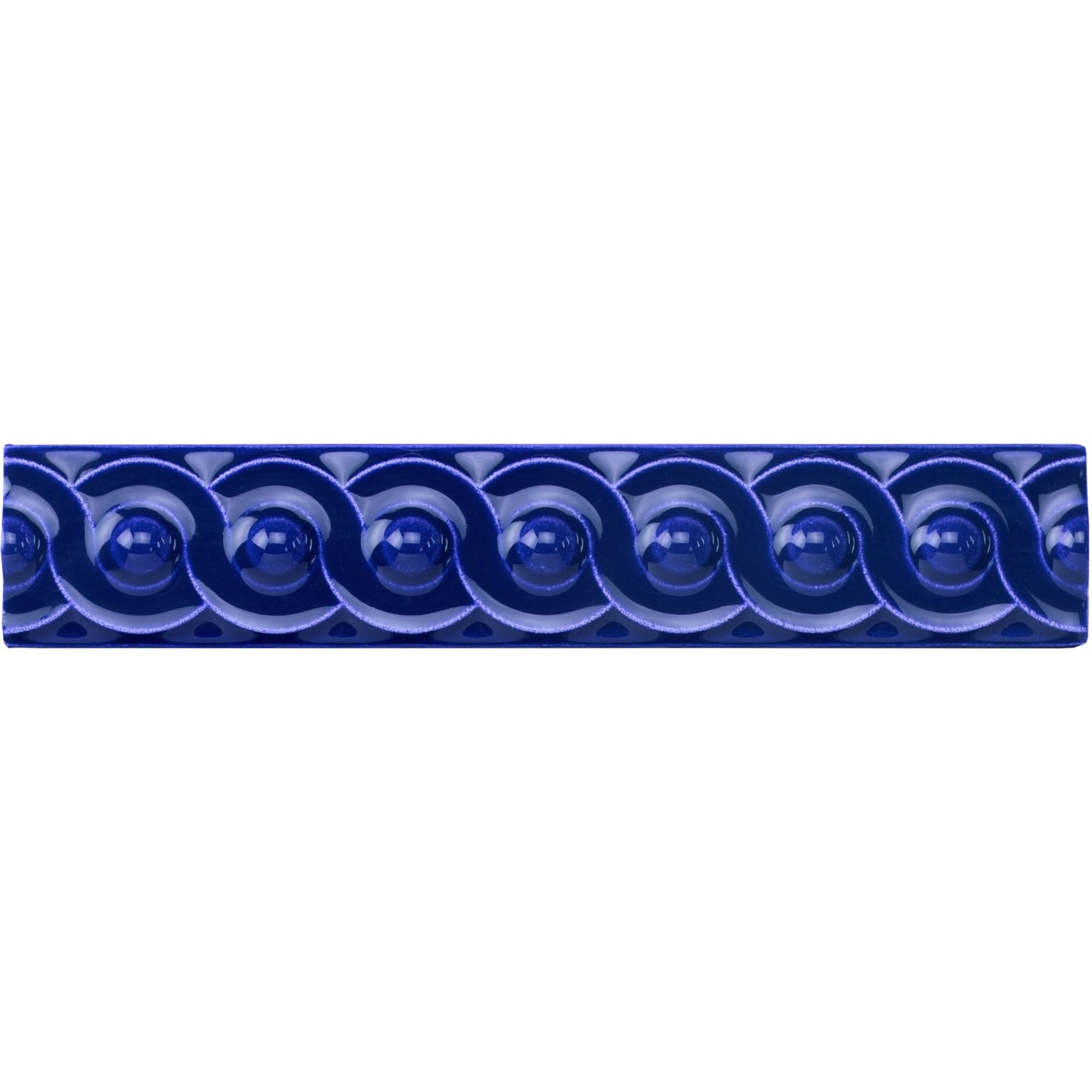 Royal Blue Scroll Moulding Ceramic Wall Tile 152x29mm
