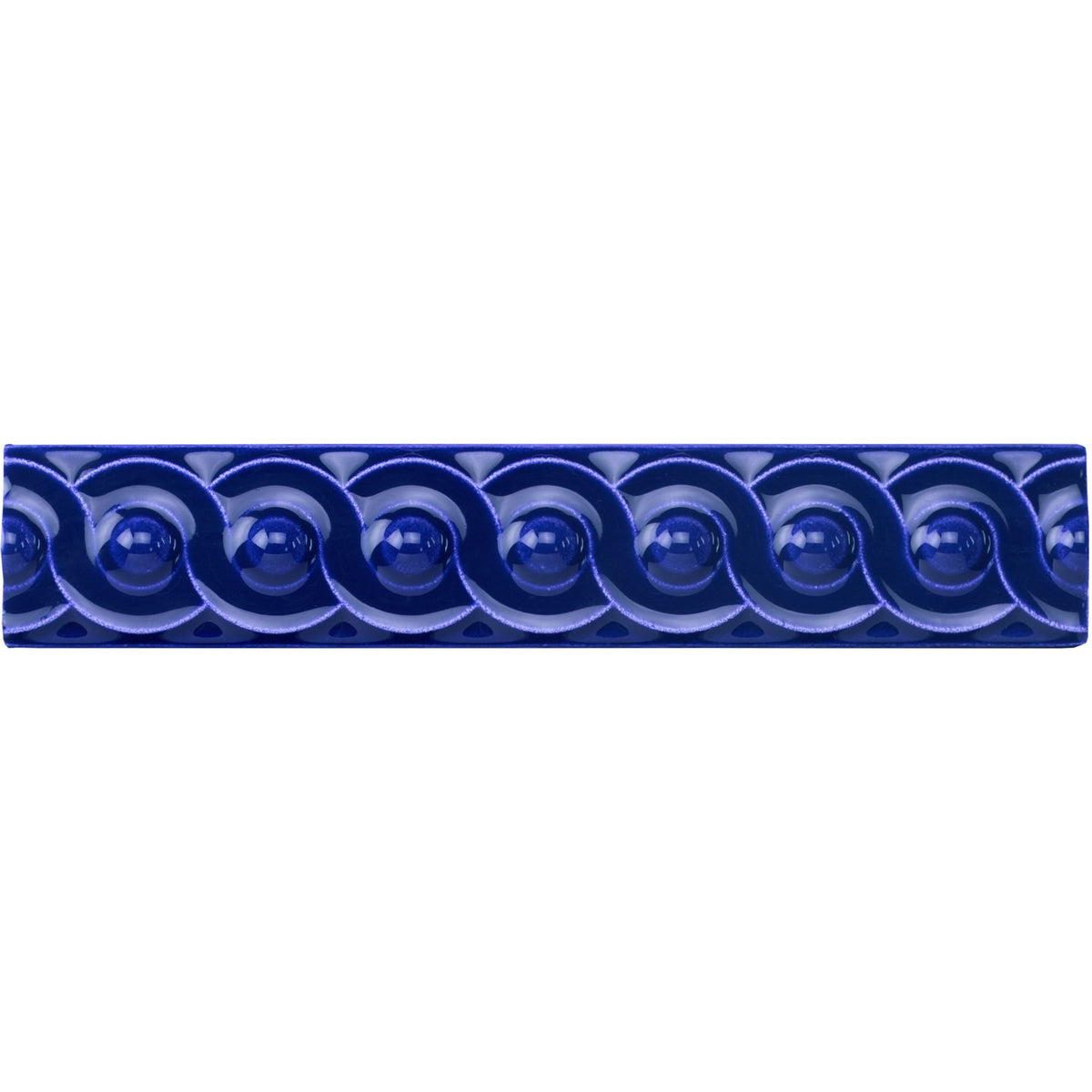 Royal Blue Scroll Moulding Ceramic Wall Tile 152x29mm - Gloss