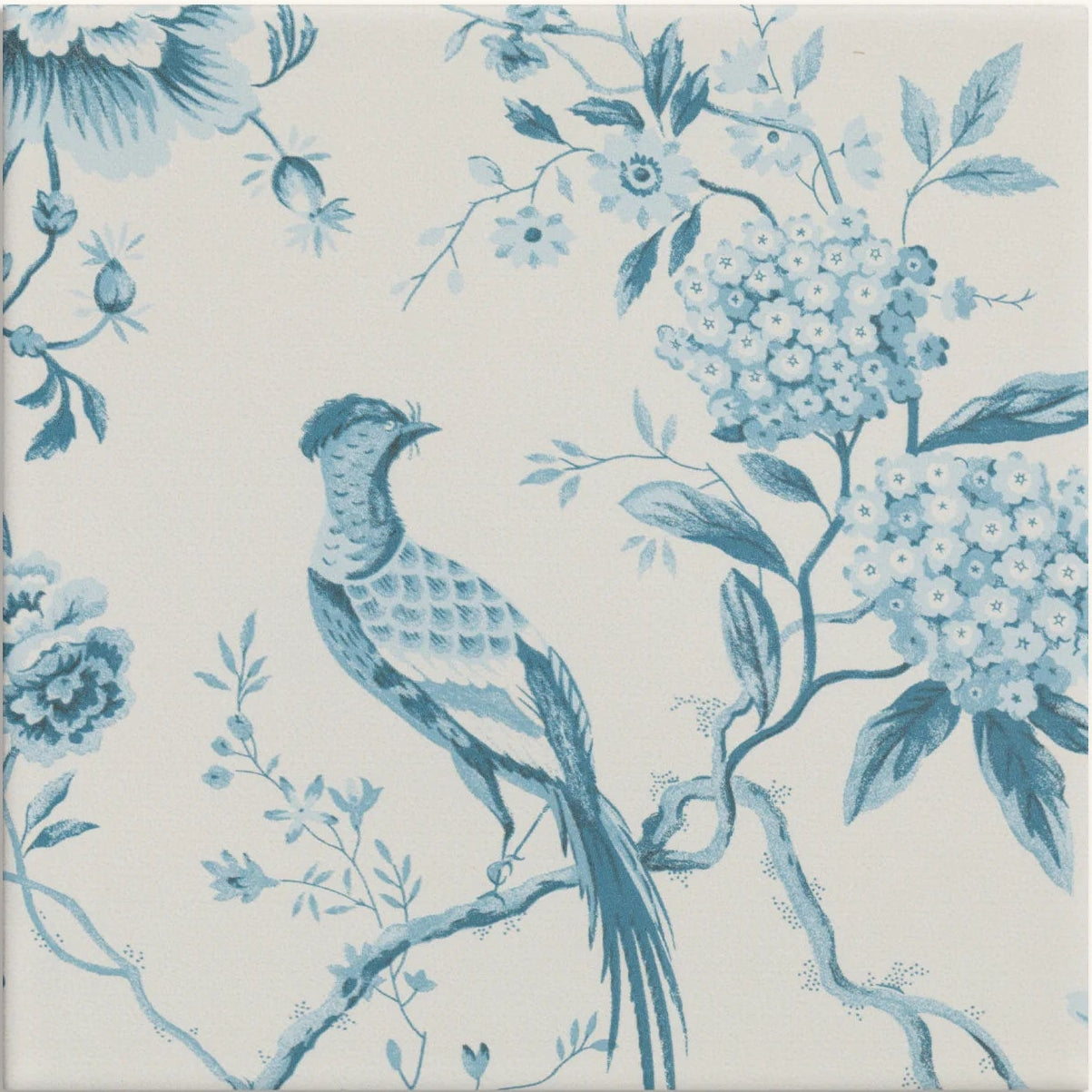 Sanderson Pillemont Toile China Blue Mural Porcelain Wall & Floor Tile 20x20cm
