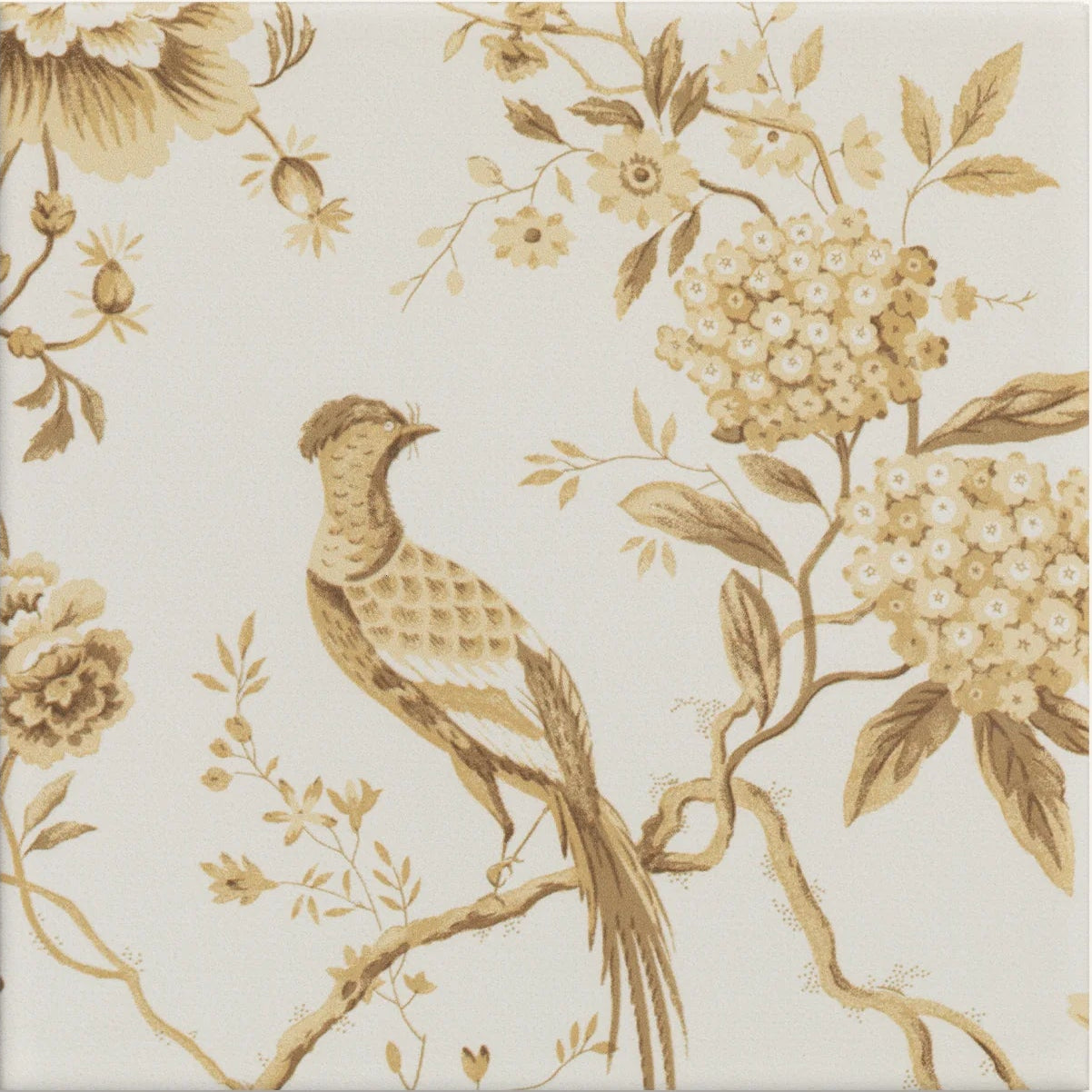 Sanderson Pillemont Toile Ochre Mural Porcelain Wall & Floor Tile 20x20cm