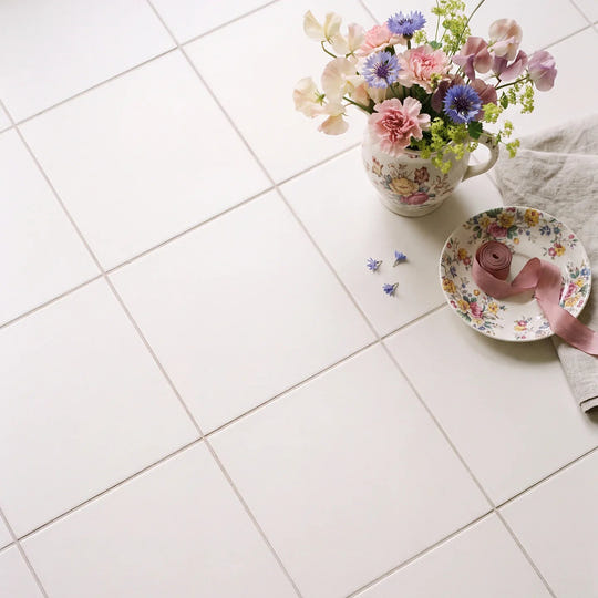 Sanderson Plain Orchid White Porcelain Wall & Floor Tile 20x20cm - Matt