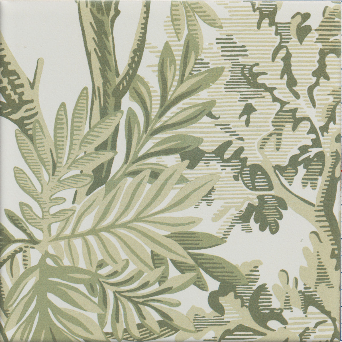 Sanderson Tapestry Trees Forest Mural Porcelain Wall & Floor Tile 20x20cm - Matt - Green