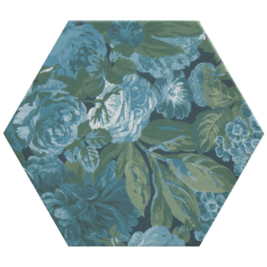 Sanderson Very Rose & Peony Pottery Blue Porcelain Wall & Floor Tile 20x20cm - alternate view