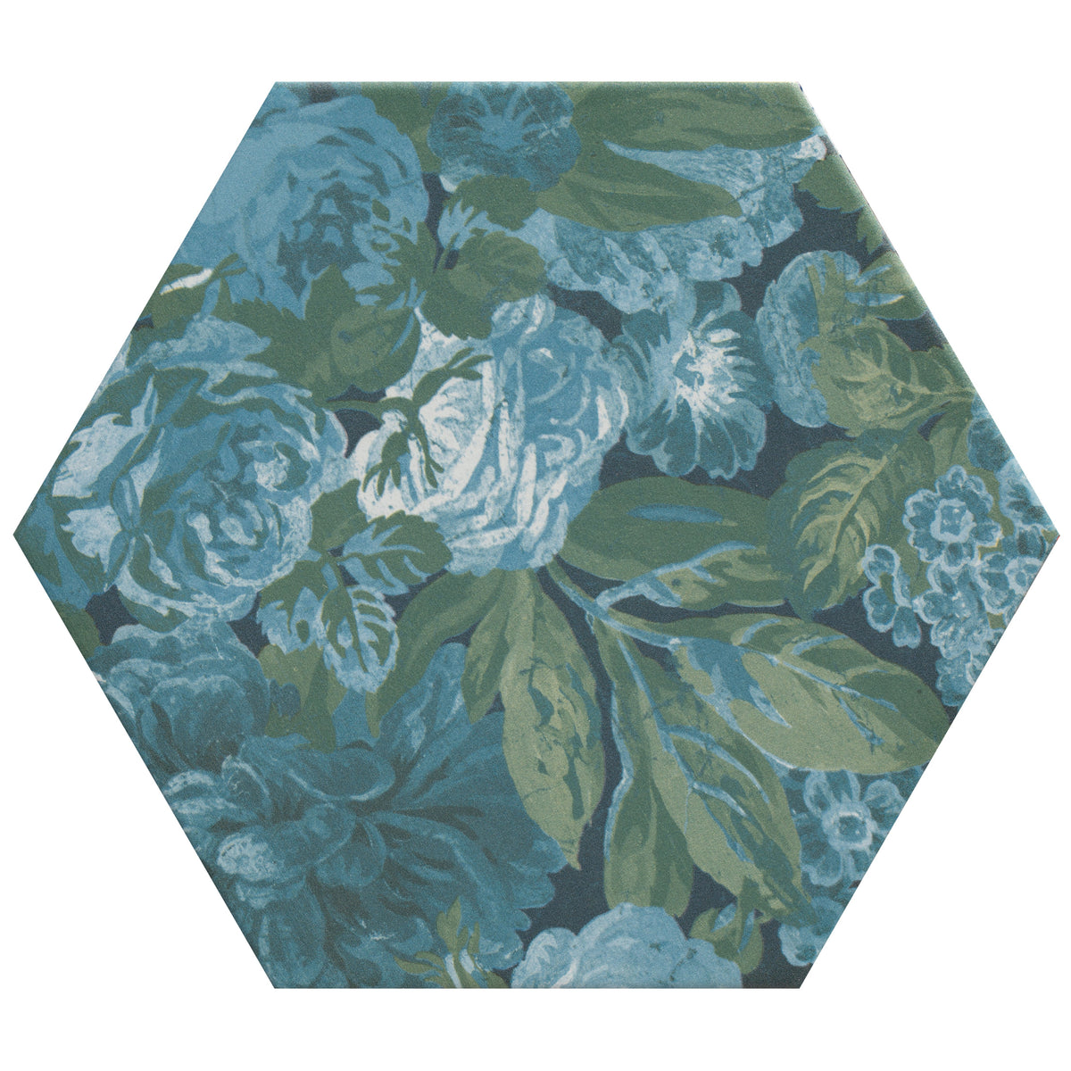 Sanderson Very Rose & Peony Pottery Blue Porcelain Wall & Floor Tile 20x20cm - Matt
