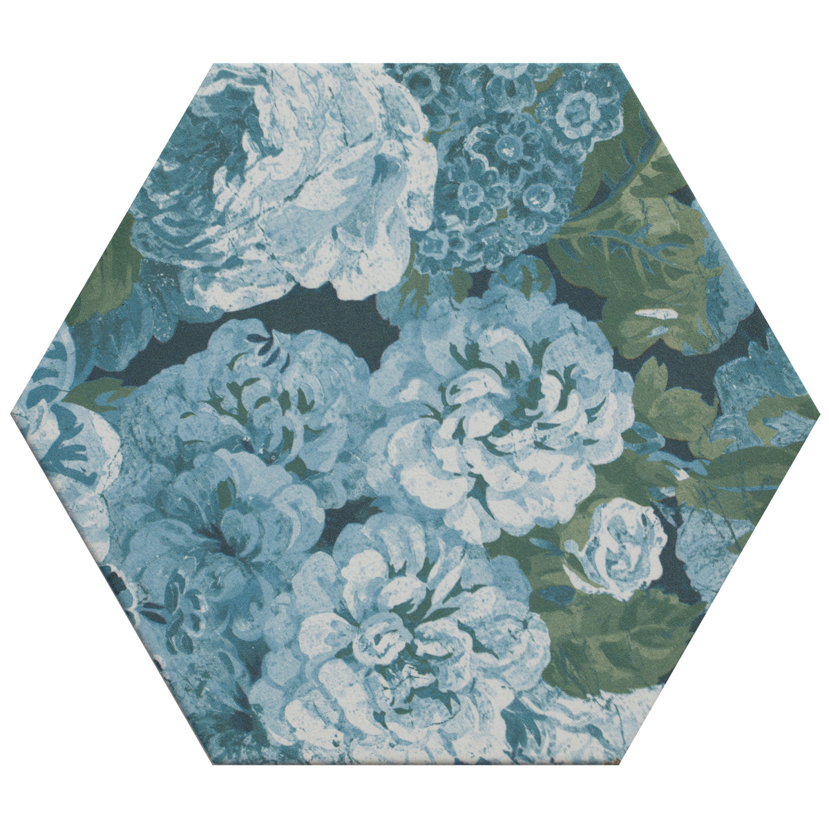 Sanderson Very Rose & Peony Pottery Blue Porcelain Wall & Floor Tile 20x20cm - Matt