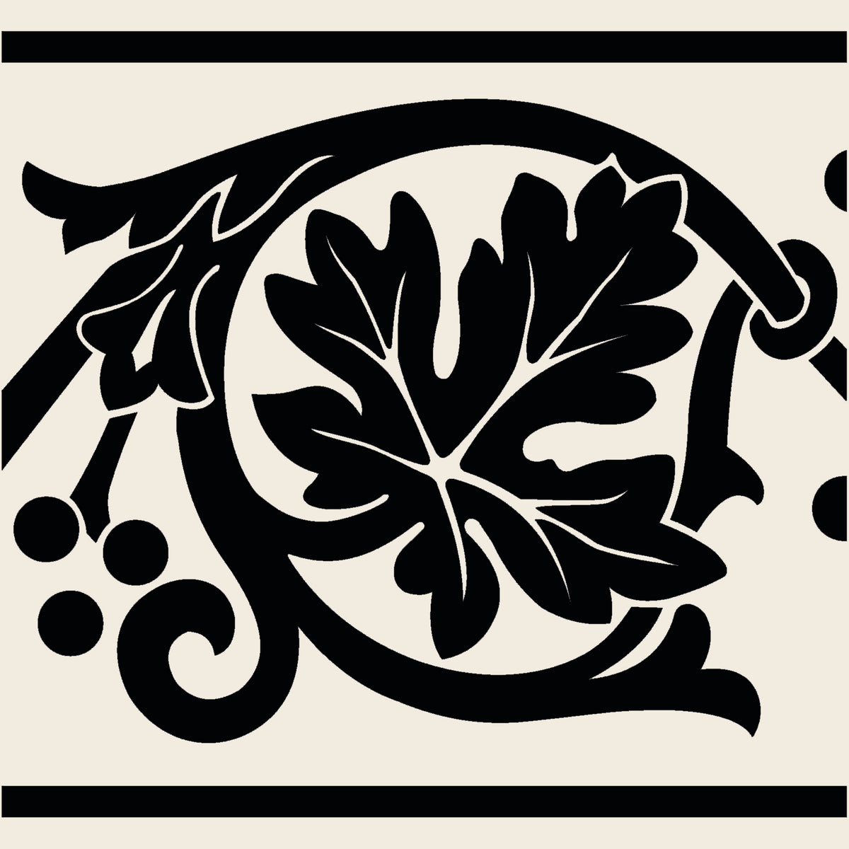 Shaftesbury 2 Tile Border Black on Dover White - Ceramic - Matt