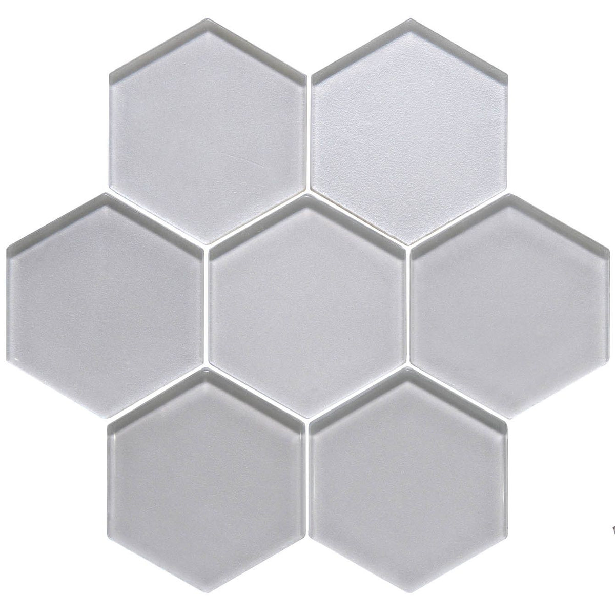 Solinda Metallic Hexagon Glass Mosaic Wall Tile - Grey