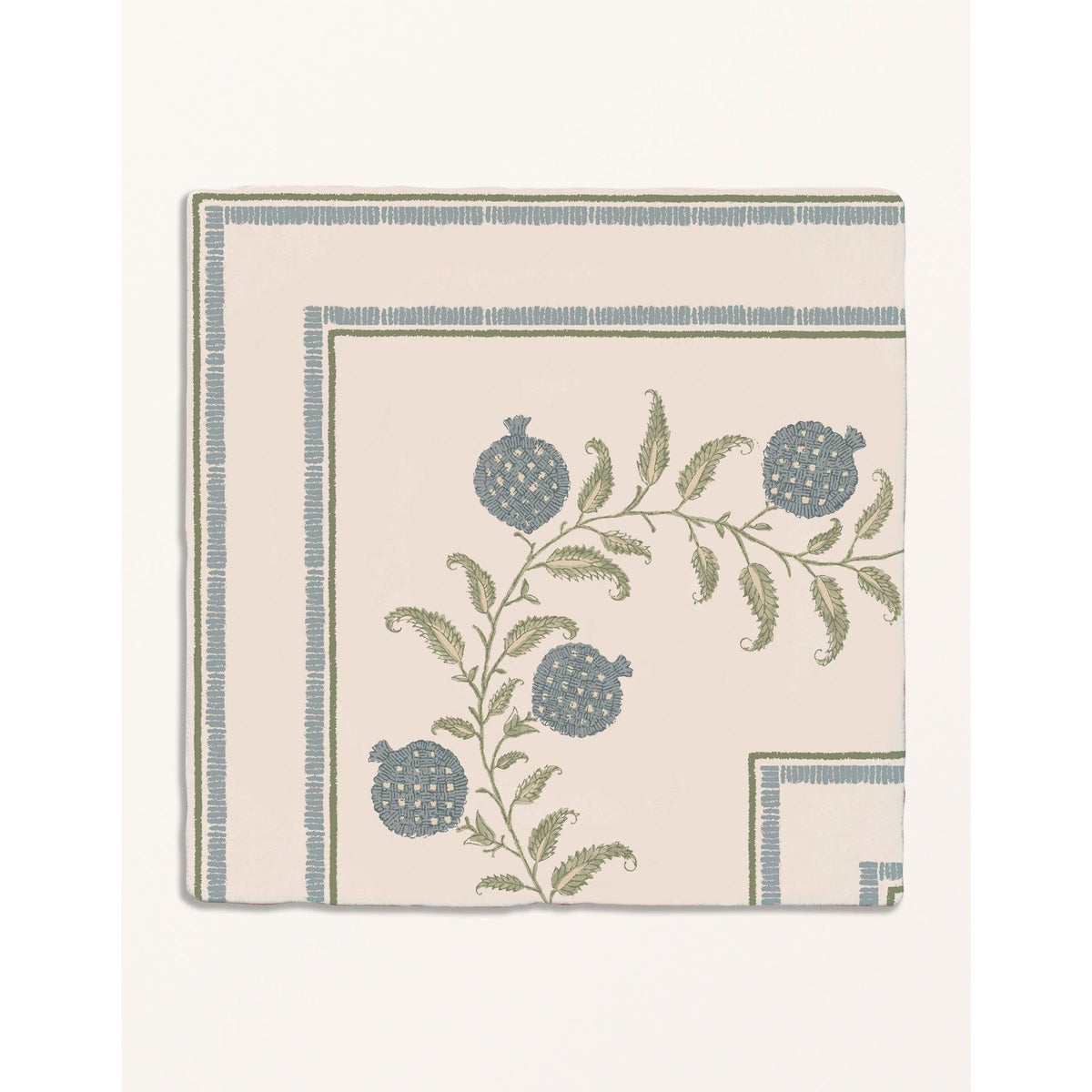 STUDIO Sanderson Anaar Pottery Blue corner piece for finishing a tiled panel