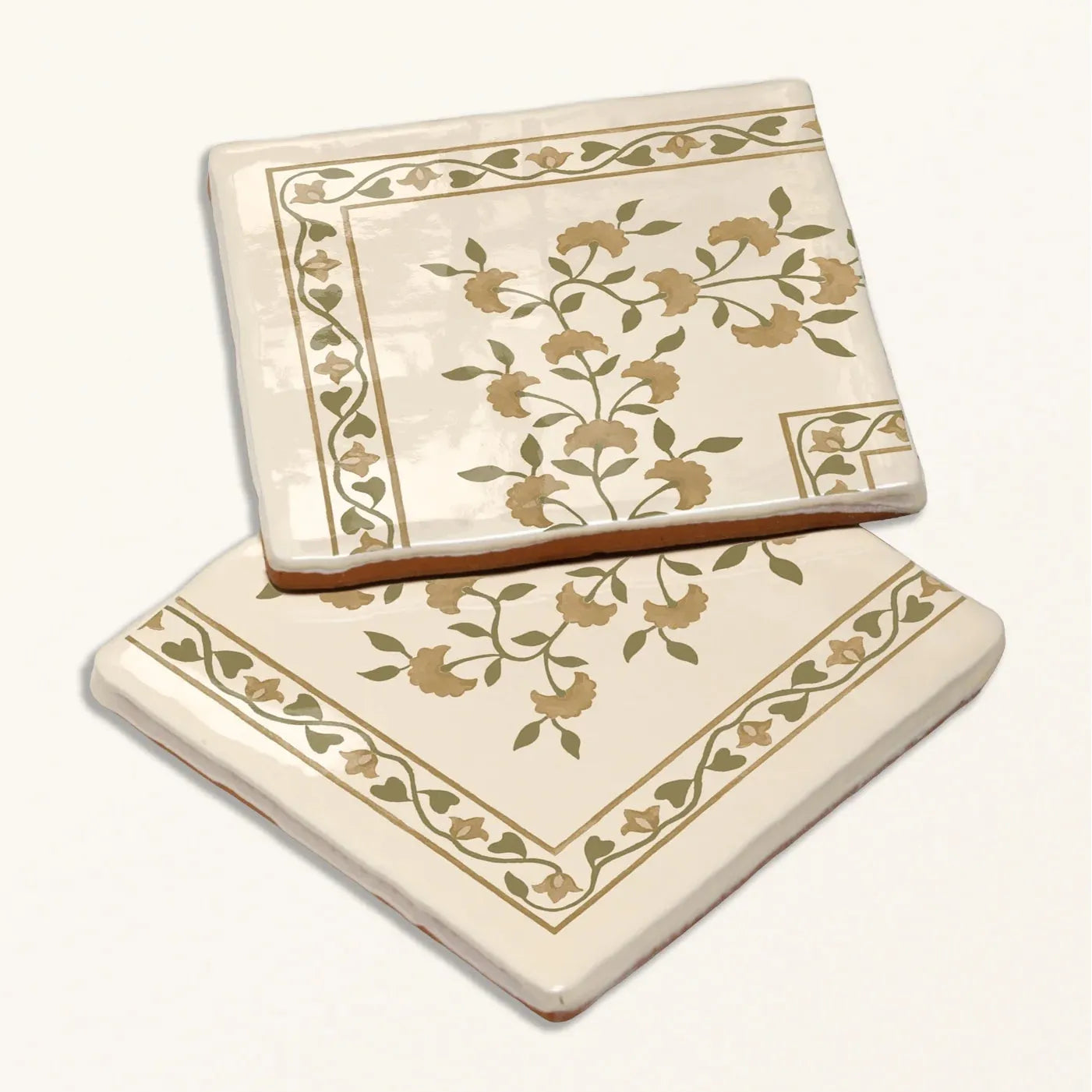 STUDIO Sanderson Anthos Ochre Border & Corner Ceramic Wall Tile 13x13cm