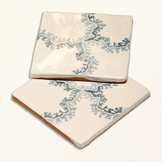 STUDIO Sanderson Oxbow Check Pottery Blue Ceramic Wall Tile 13x13cm - alternate view