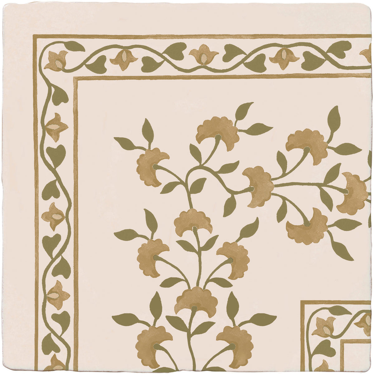 STUDIO Sanderson Anthos Ochre Border & Corner Ceramic Wall Tile 13x13cm