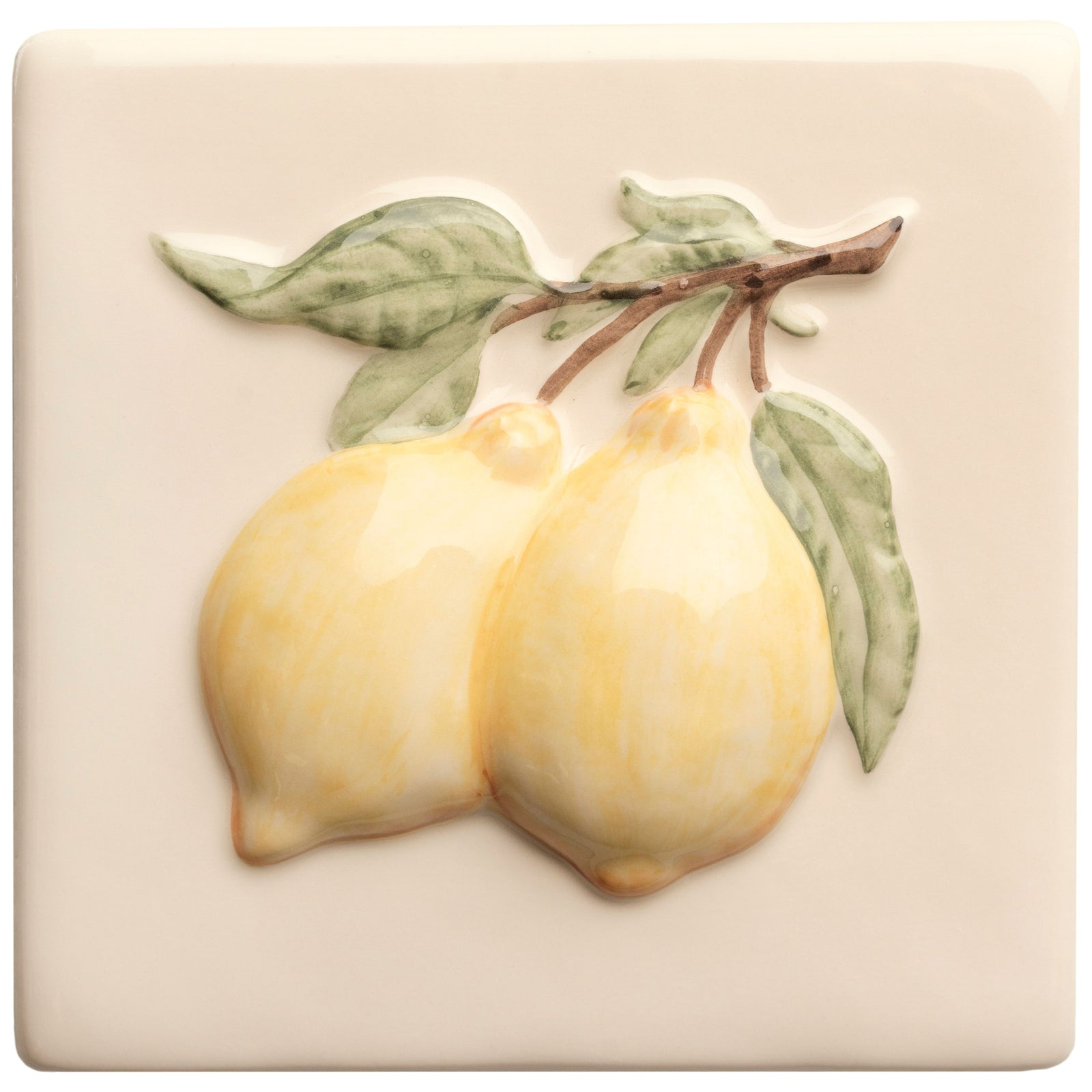 Summer Fruits Lemon Handpainted Tile – detail view 4