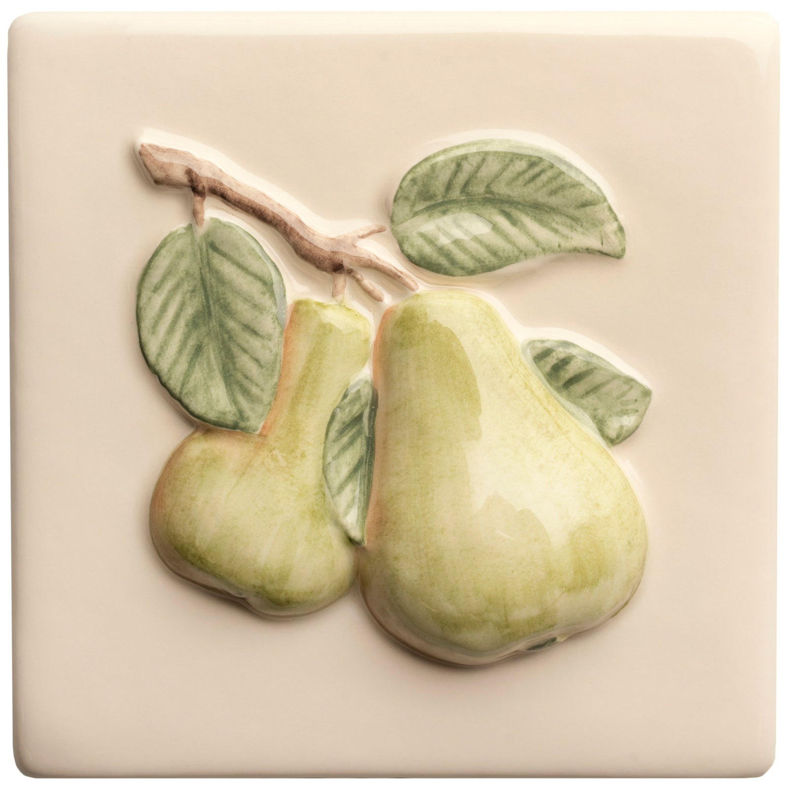 Summer Fruits Pear Handpainted Tile – detail view 4