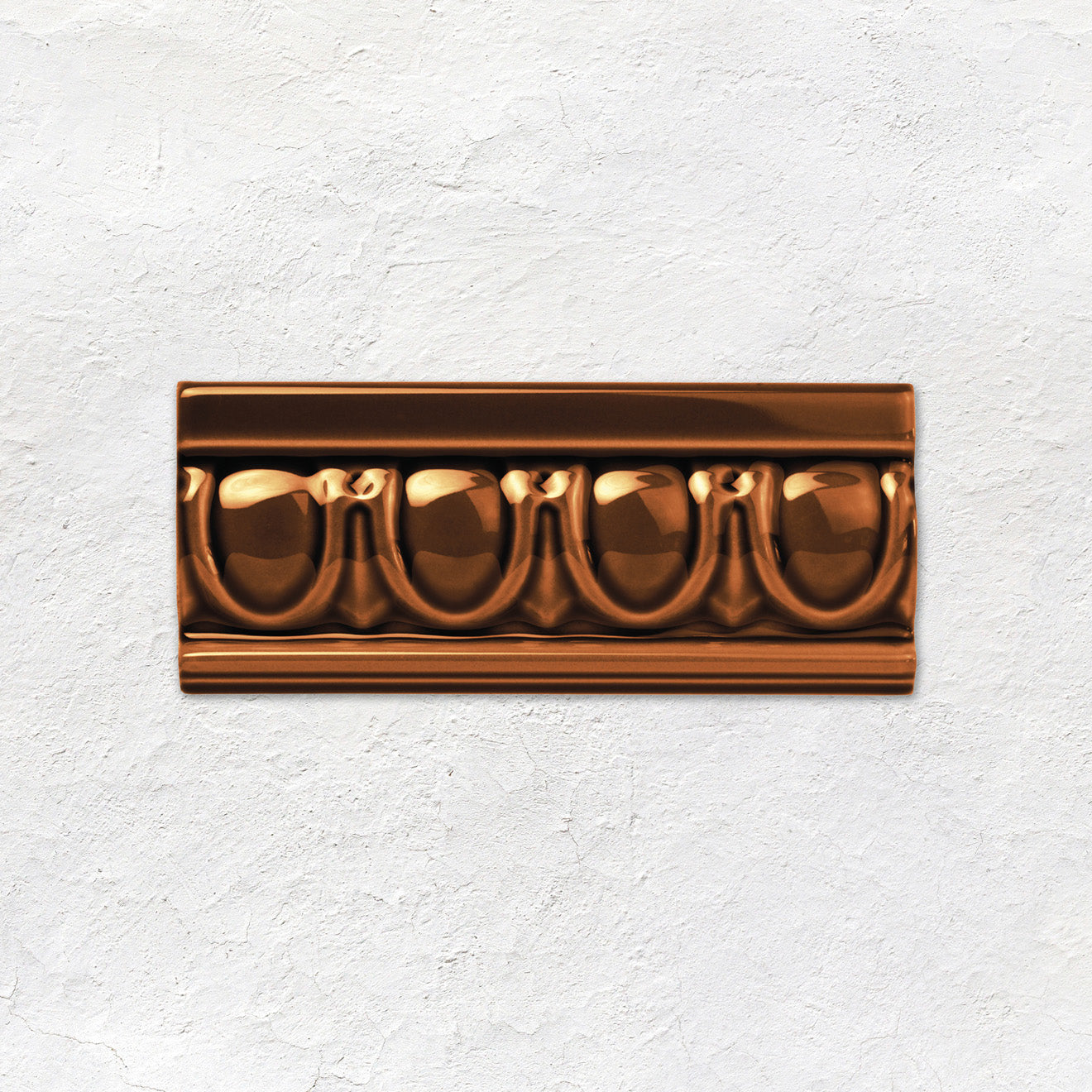 Teapot Brown Egg & Dart Moulding Ceramic Wall Tile 152x65mm
