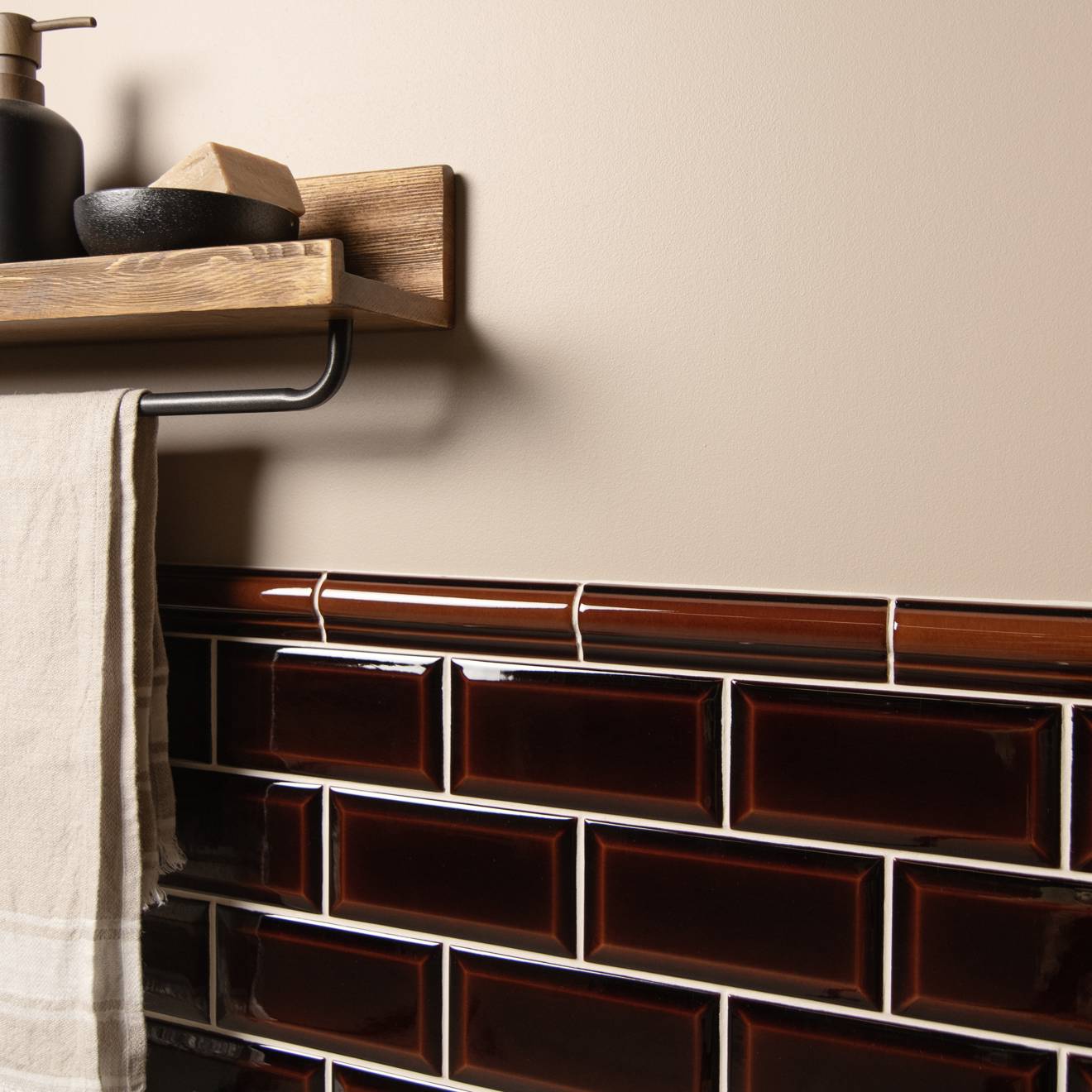 Teapot Brown Metro Bevelled Tile 150x75mm