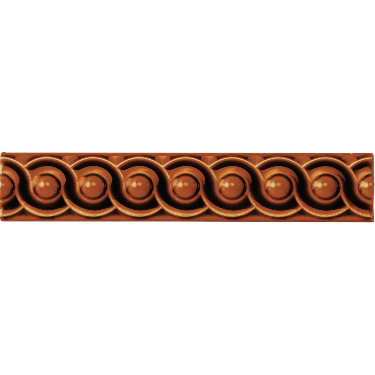 Teapot Brown Scroll Moulding Ceramic Wall Tile 152x29mm - Gloss