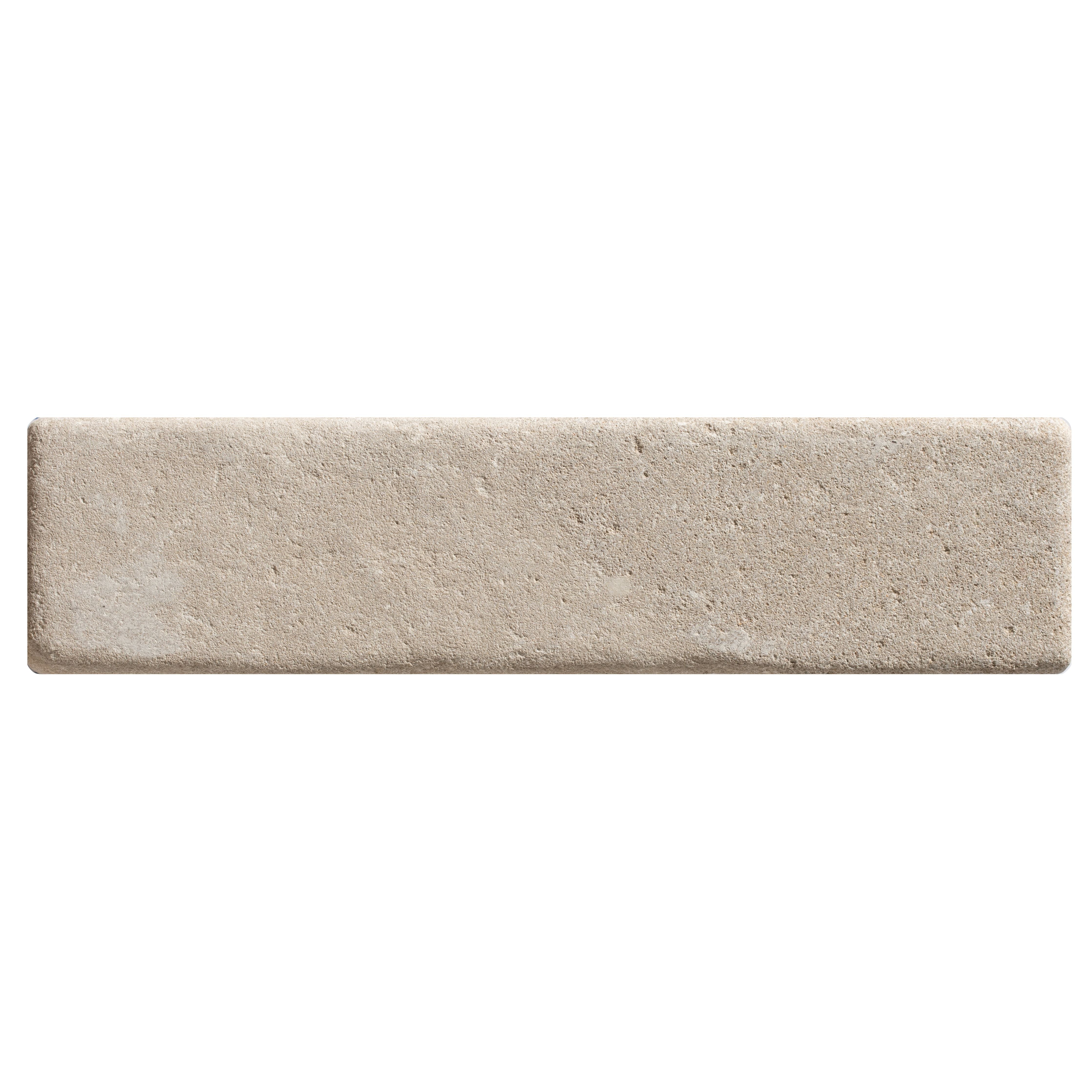 Beige rectangular tile with a textured stone like surface from trafalgar sandstone tumbled klinkers collection